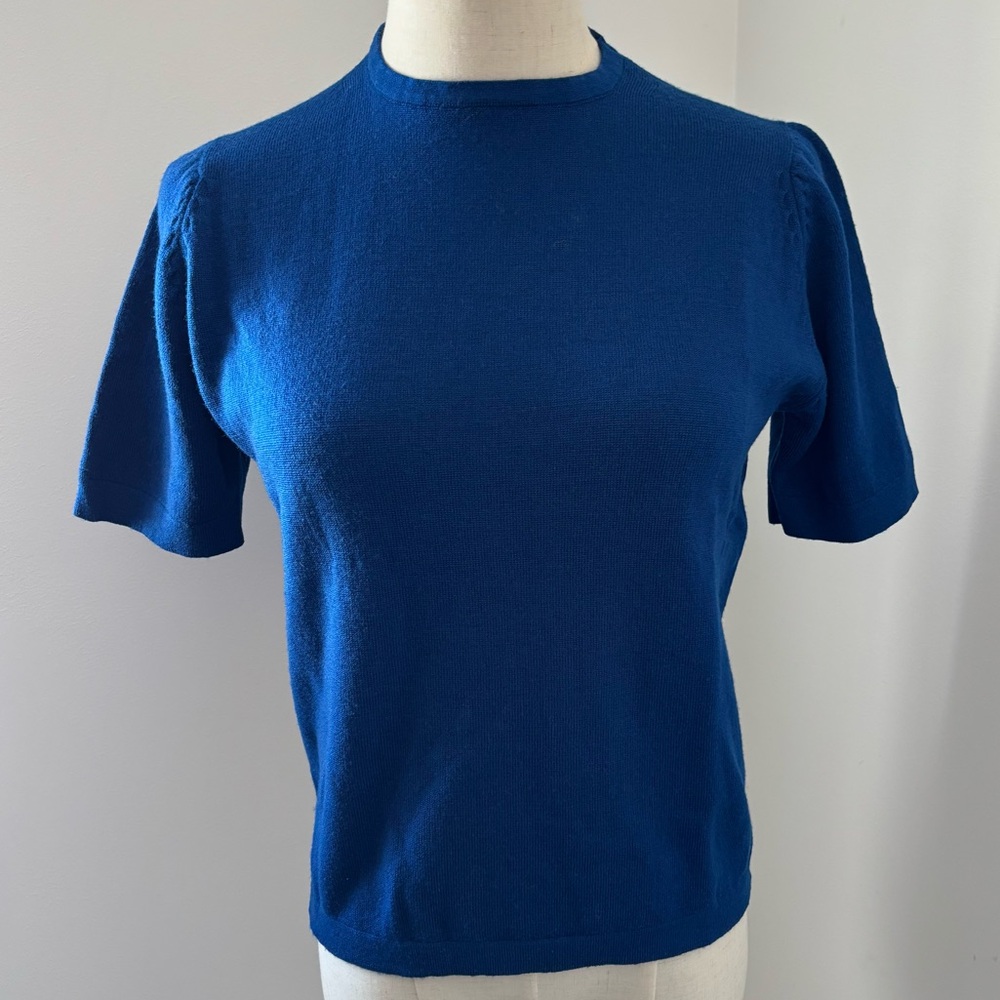 60’s Vintage Pendleton Royal Blue Short Sleeve Knit Wool Shirt